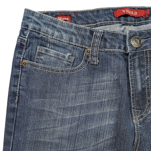 Vigoss Boot Cut Jeans Juniors Size 9 Blue Denim Rhinestone Pockets - Picture 10 of 16
